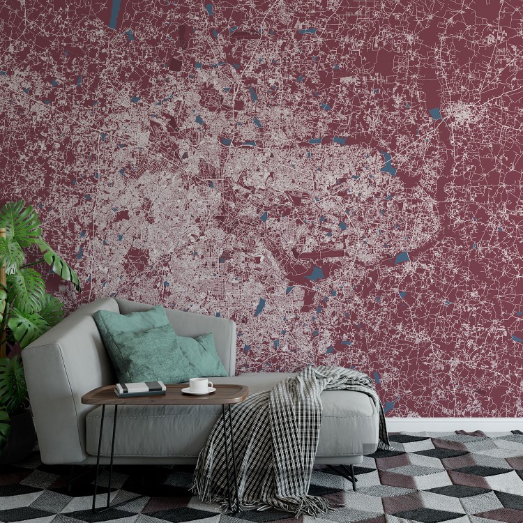 Red Bangalore City Map Wallpaper