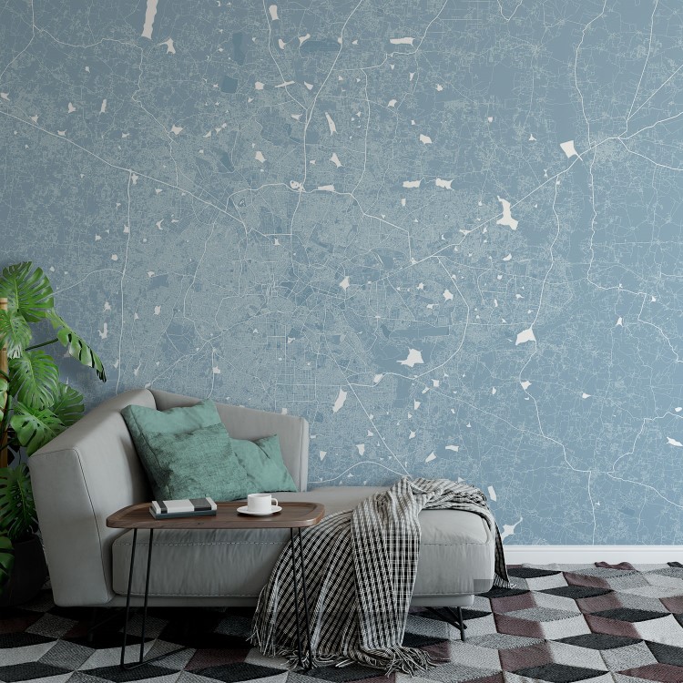 Sky Blue Bangalore City Map Wallpaper