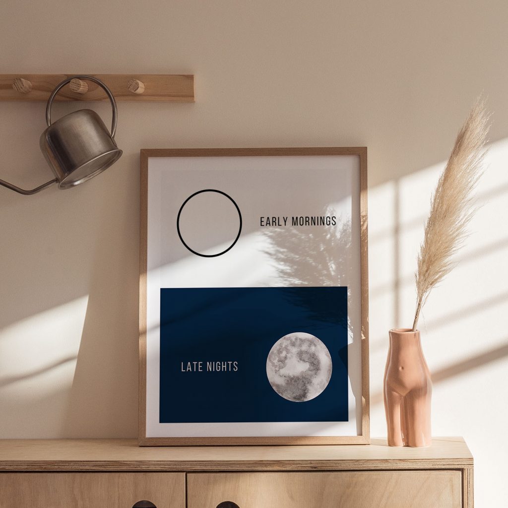 EARLY MORNINGS LATE NIGHTS - Contrast Statement – Wall Hanging