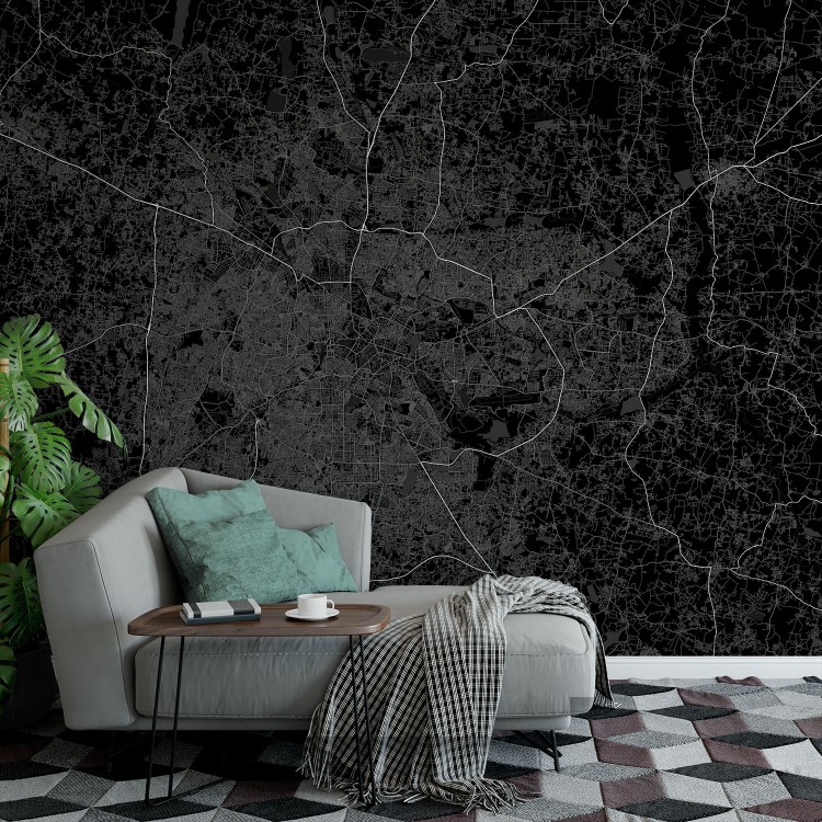 Black Bangalore City Map Wallpaper