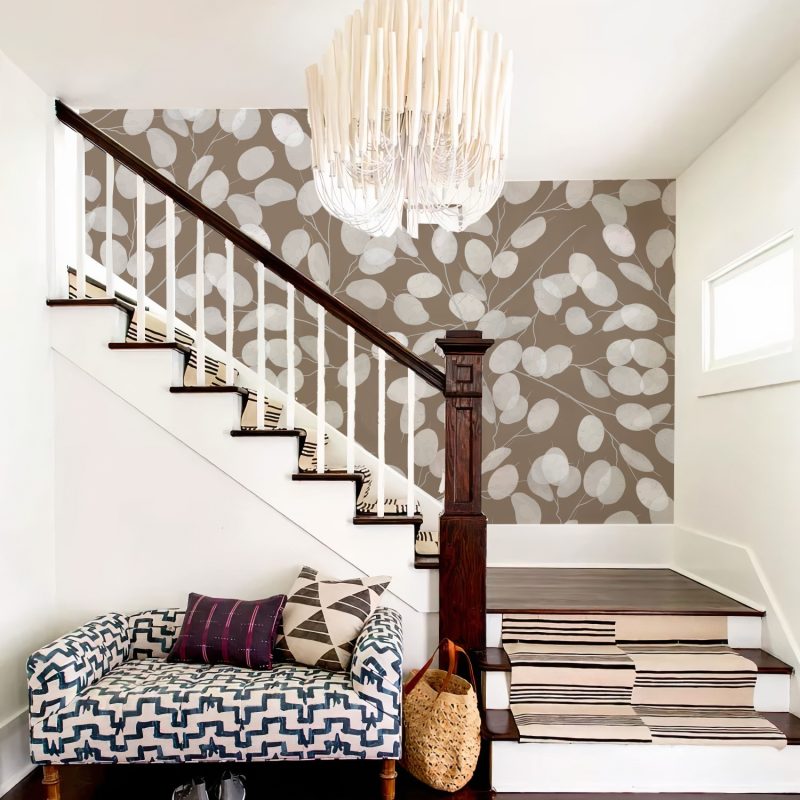 Brown and Grey Eucalyptus Leaf Wallpaper