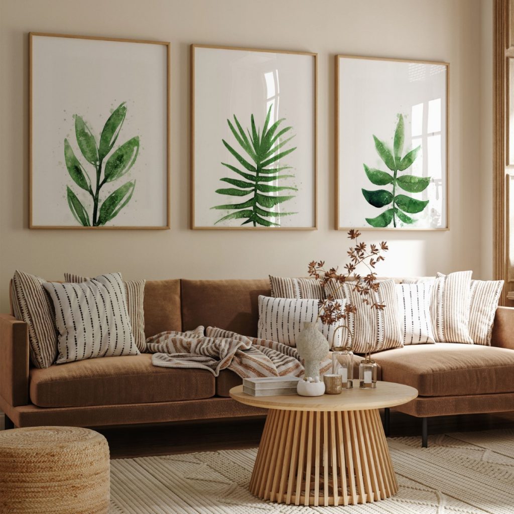 Botanical Three Green Leaves – Wall Decor