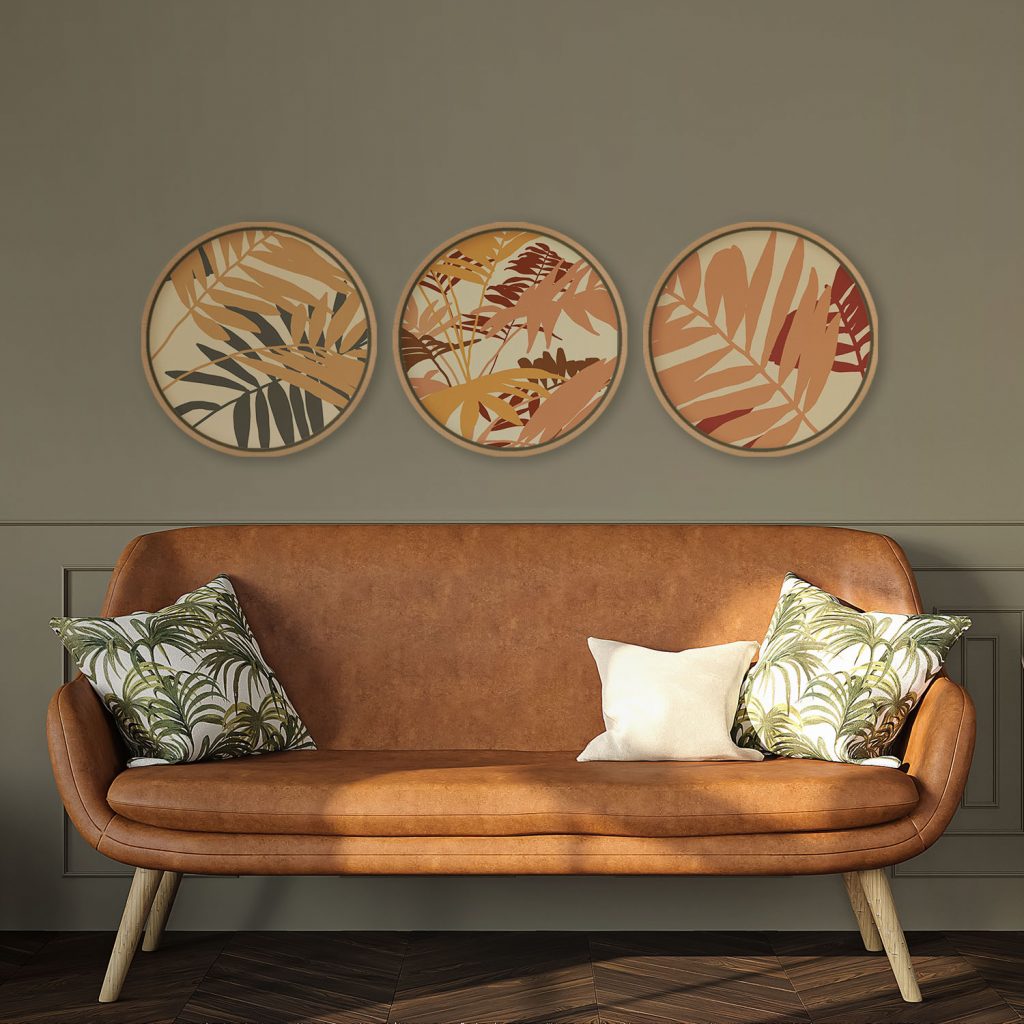 Botanical Three Abstract Tropical Leaves – Home Decor