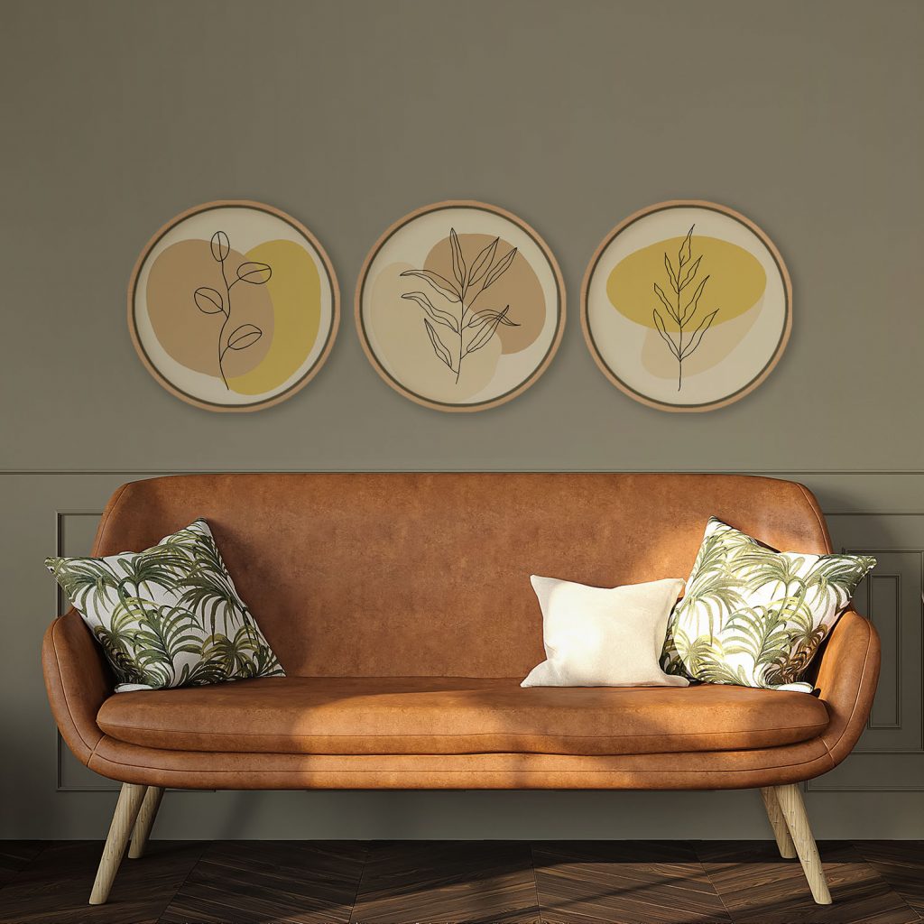 Minimalist Line Art Botanical Leaves – Wall Painting