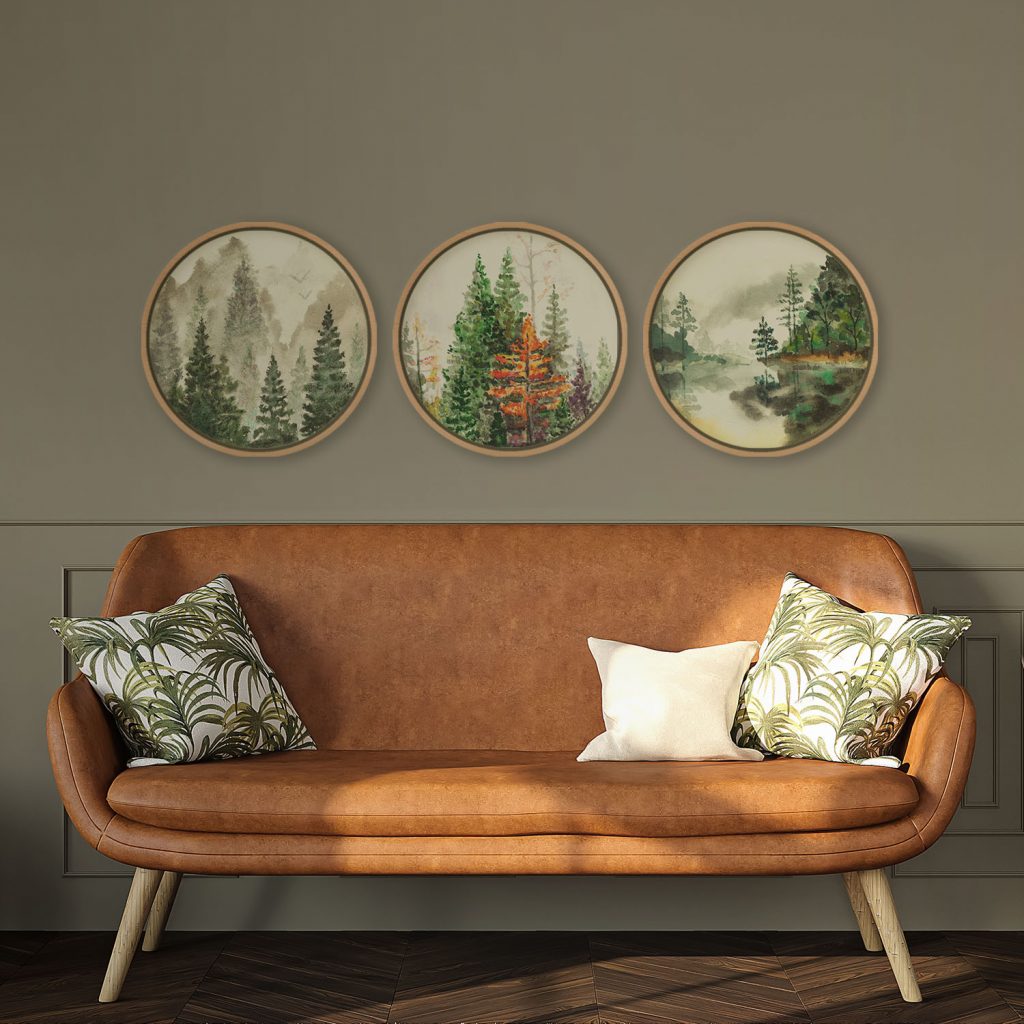 Nature Three Circular Misty Forests – Wall Painting