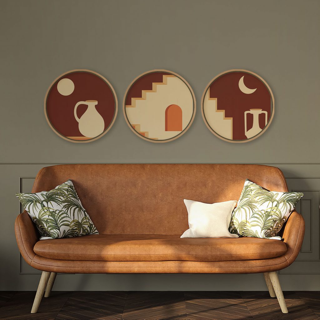 Minimalist Pitchers Stairs Moon Circles – Wall Decor