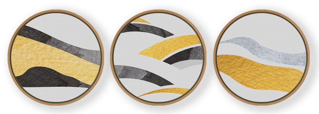 Set of 3 Silhouette Pattern - Circular Wooden Frames