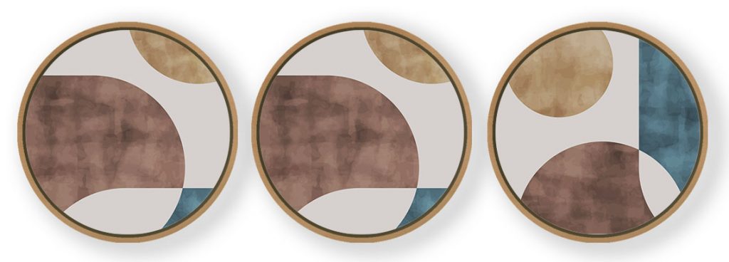 Set of 3 Ornate Bohemian - Circular Wooden Frames