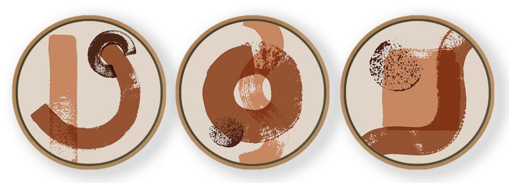 Set of 3 Boho Minimal Distress - Circular Wooden Frames