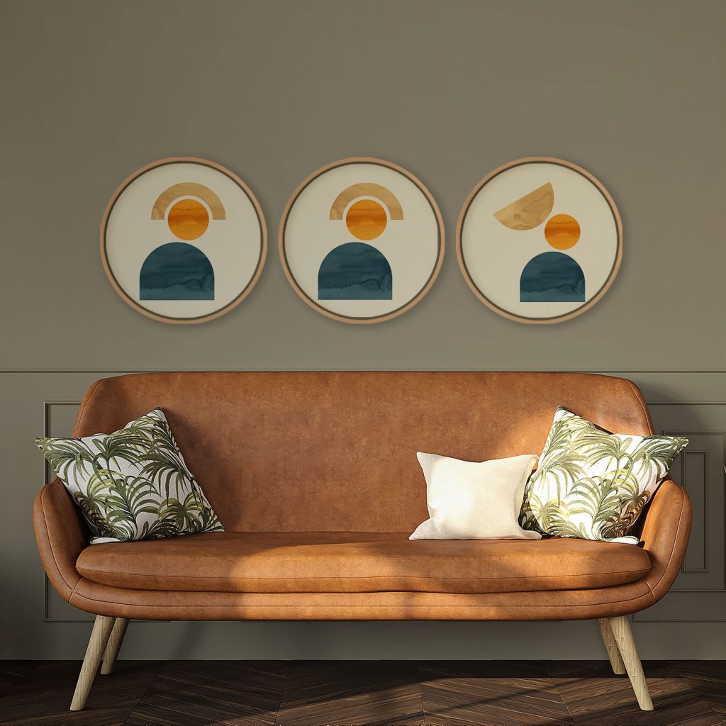 Abstract Three Geometric Watercolor Shapes – Wall Painting