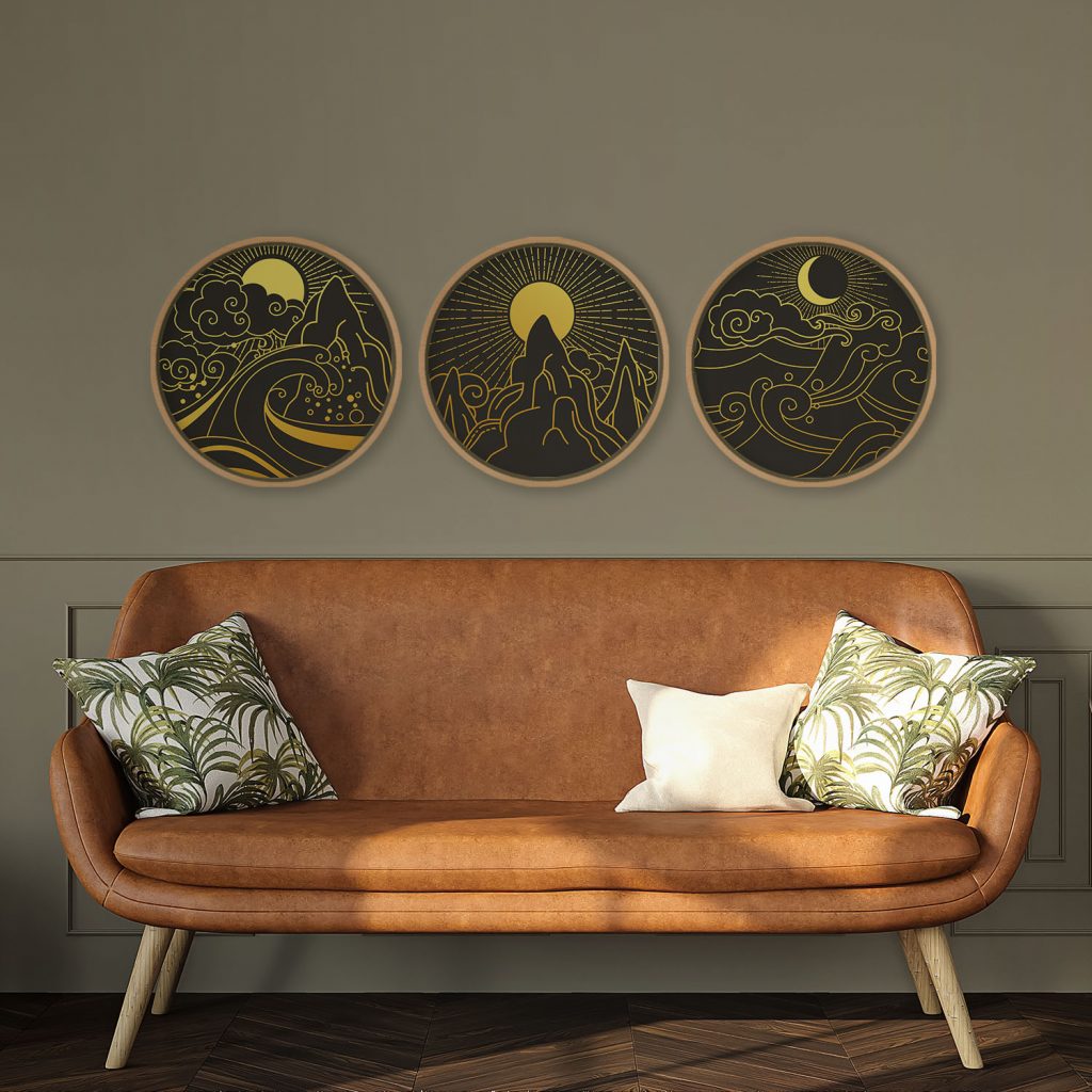 Art Deco Landscape Sun Moon – Wall Hanging