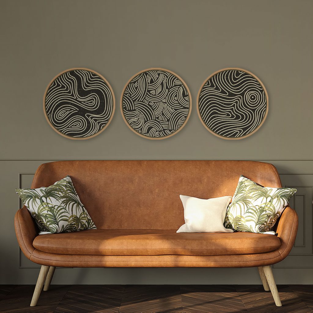 Abstract White Lines Circles – Wall Painting