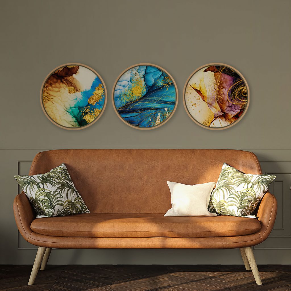 Abstract Three Fluid Gold Accents – Home Decor