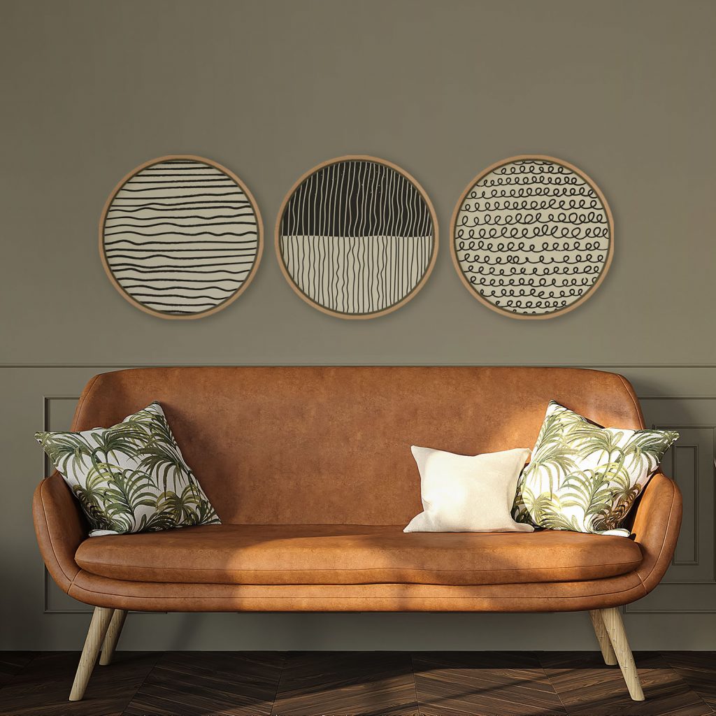 Abstract Three Line Art Circles – Wall Decor