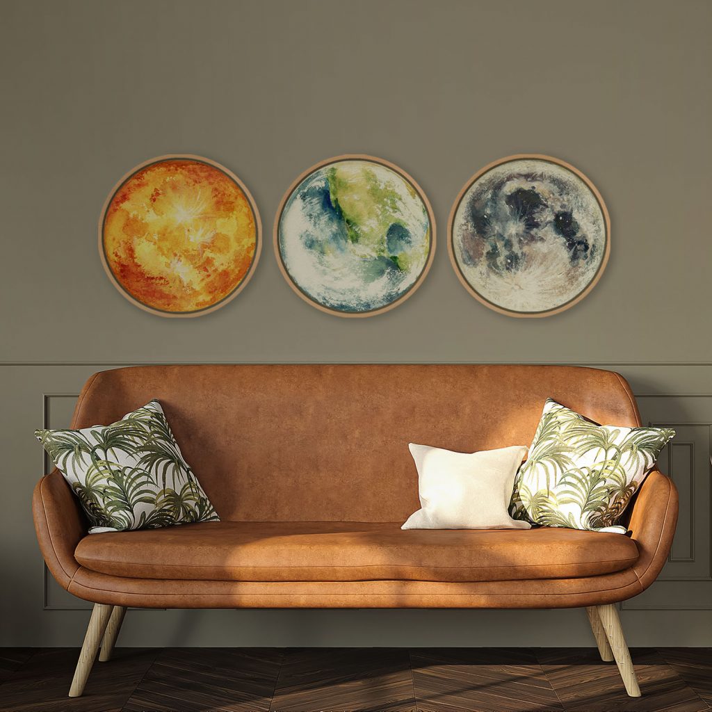 Abstract Venus Earth Moon – Wall Painting