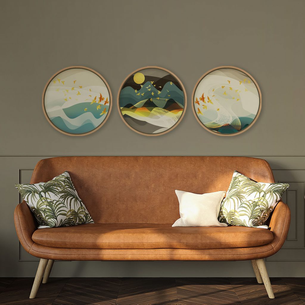 Abstract Landscapes Golden Birds – Wall Painting