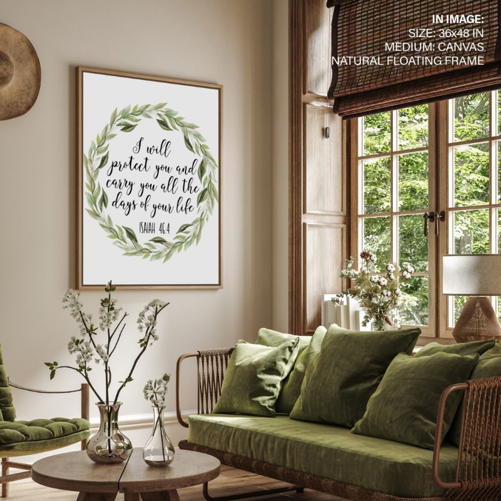 Scripture Framed Art Isaiah 464 Wall Decor Bible quote Framed Art