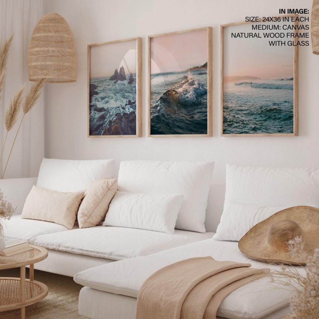 Set of 3 seascapes - Wall Art Decor, Framed Painting, Home Decor