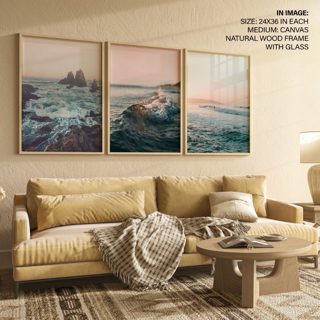 Set of 3 seascapes - Wall Art Decor, Framed Painting, Home Decor