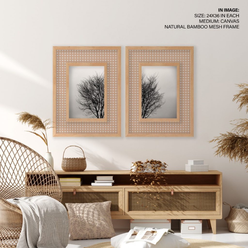 Nature Artist Trees hugging Framed Wall Art (Set of 2), Nature Art, Minimalist, Botanical