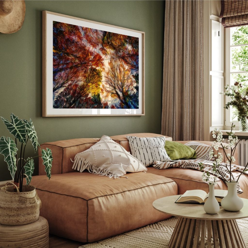 Abstract Autumn Trees Looking Up – Wall Painting