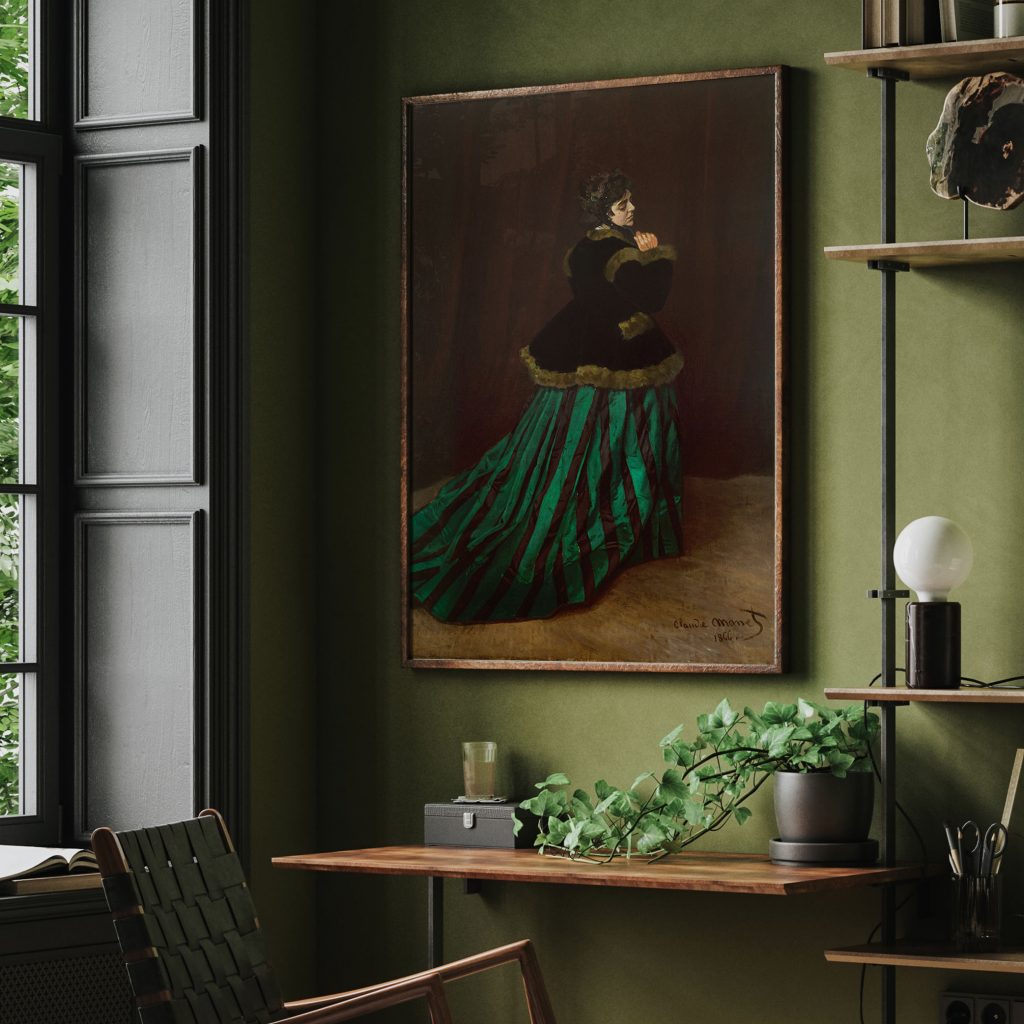 Framed Art | Women in a green dress by Claude Monet | 50+ Frame Styles   Museum Quality  Made in India