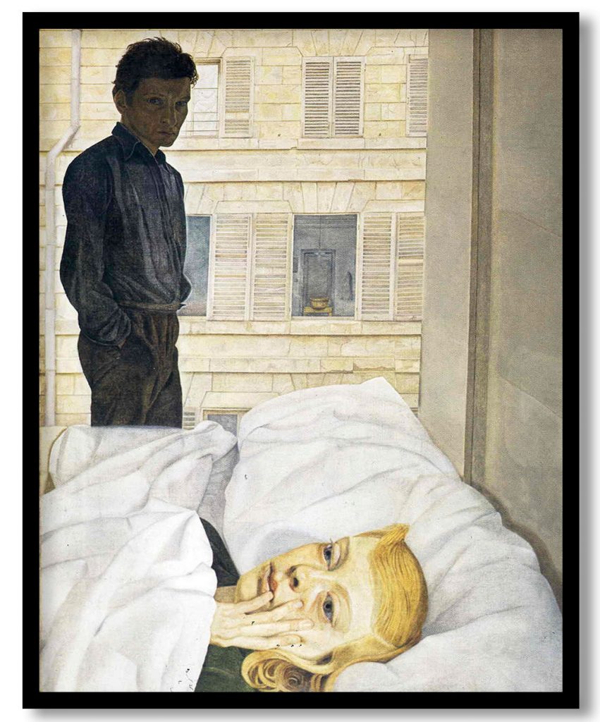 Hotel bedroom by Lucian Freud (1954)