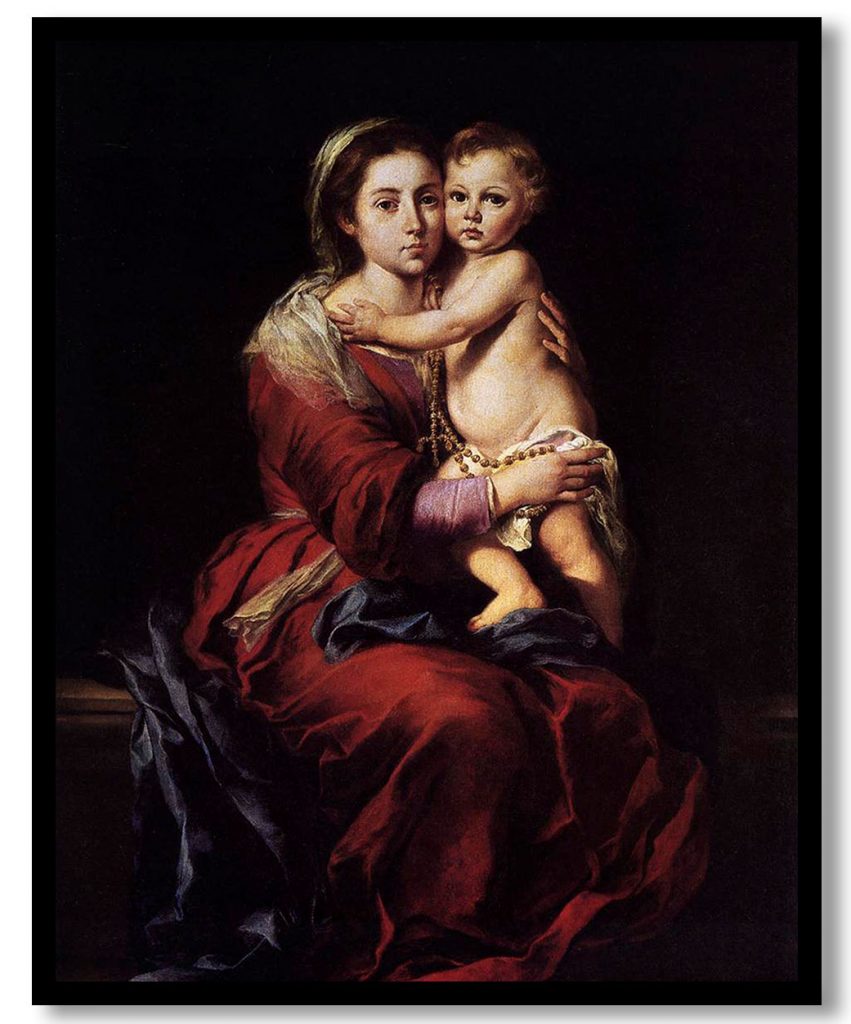 Madonna of the rosary by Murillo, Bartolome������ Esteban (1650 655)