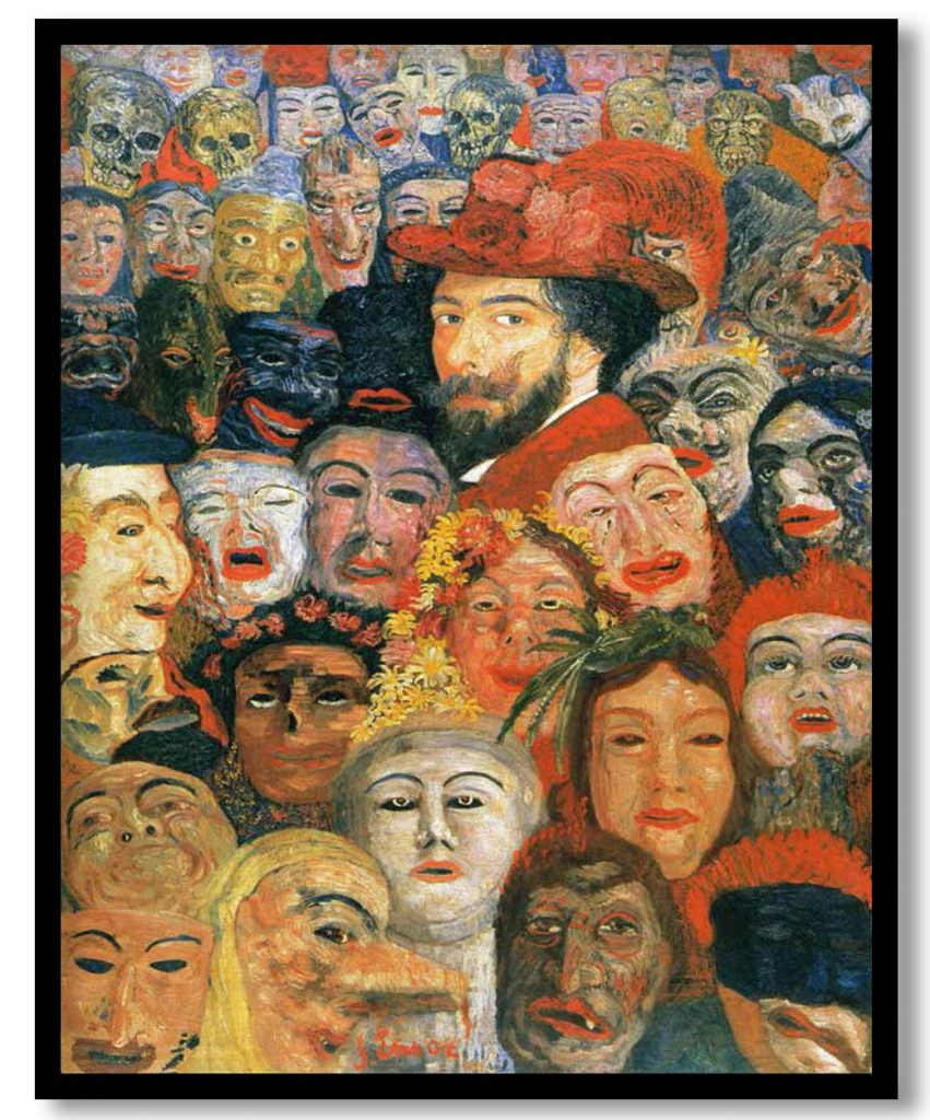 self portrait with masks by James ensor by James Ensor (1899)
