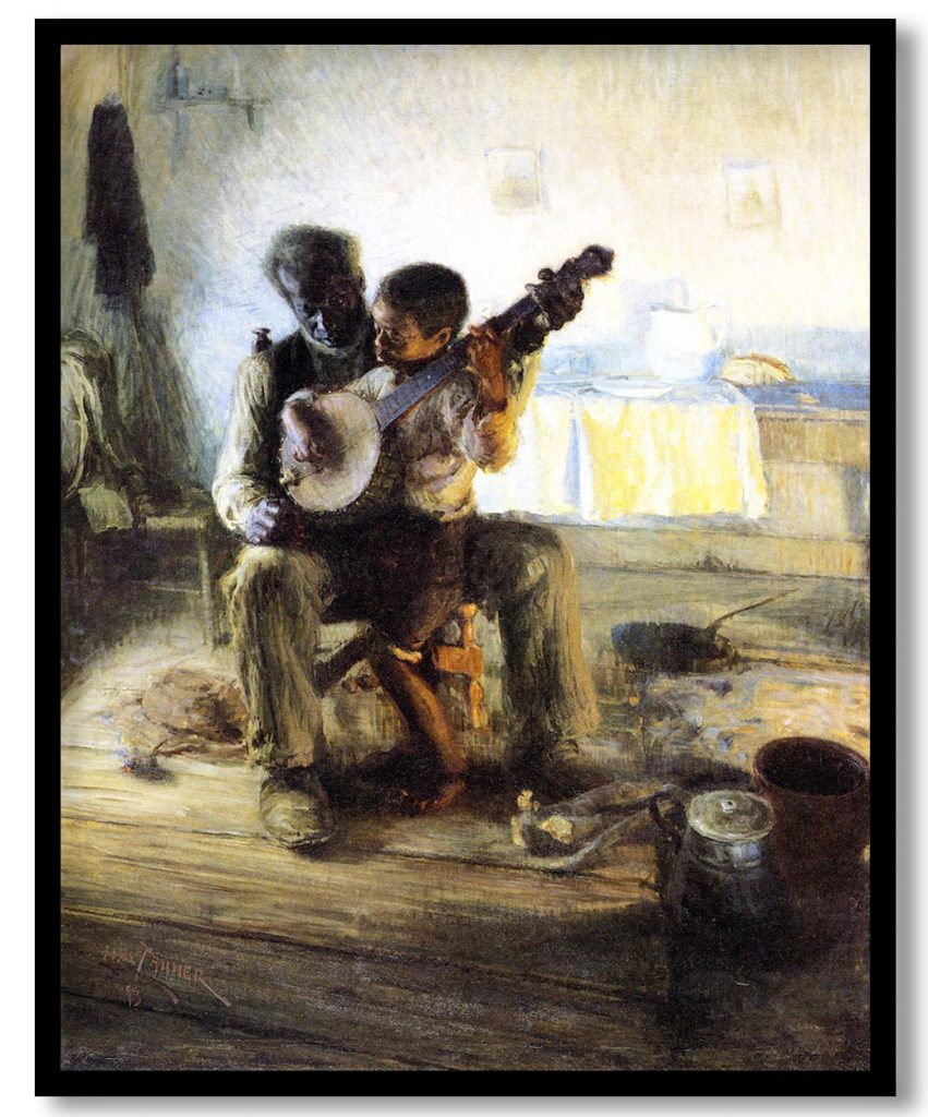 The banjo lesson by Henry Ossawa Tanner (1893)