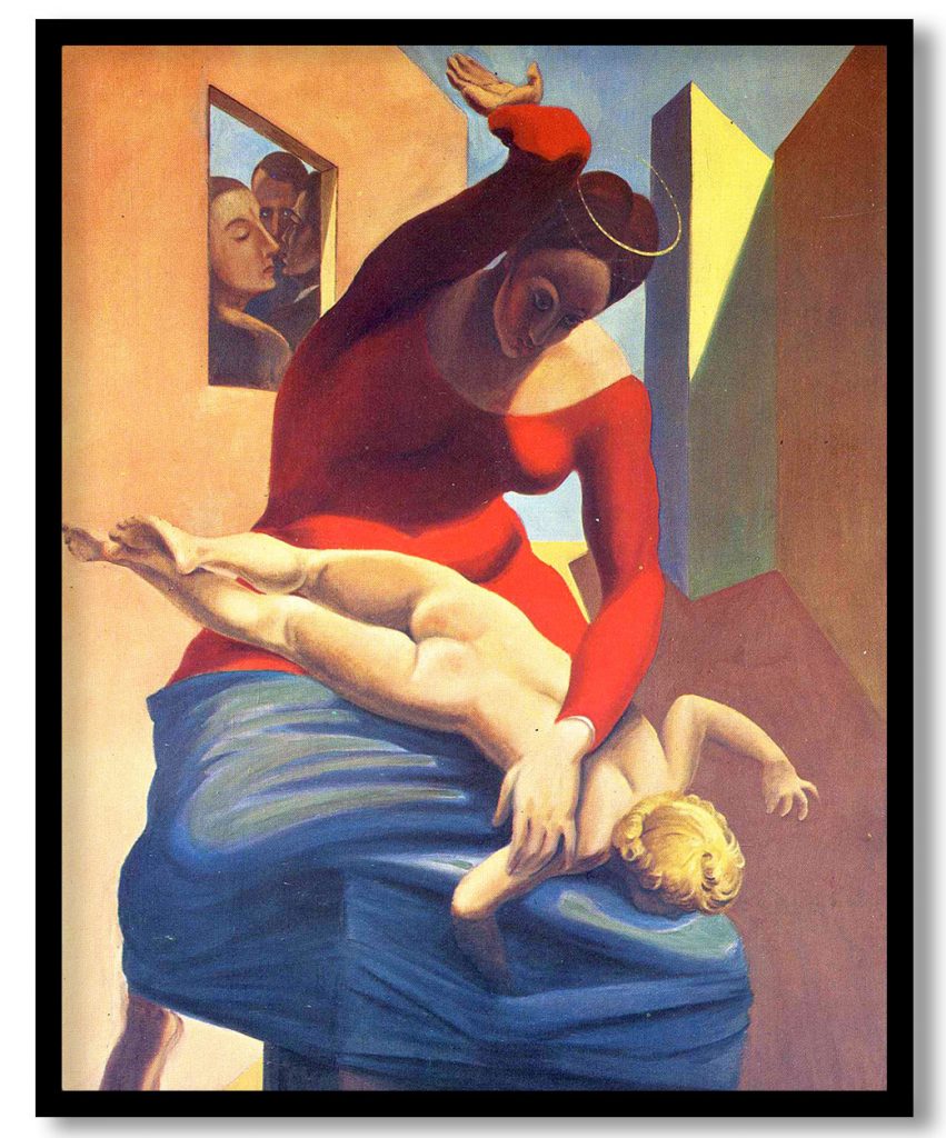 The virgin spanking the christ child before three witnesses andre breton paul eluard and the by Max Ernst (1926)