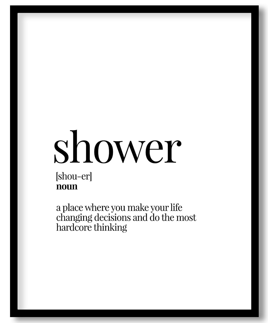Shower Funny Dictionary Definition Wall Decor, Framed Art for cafe