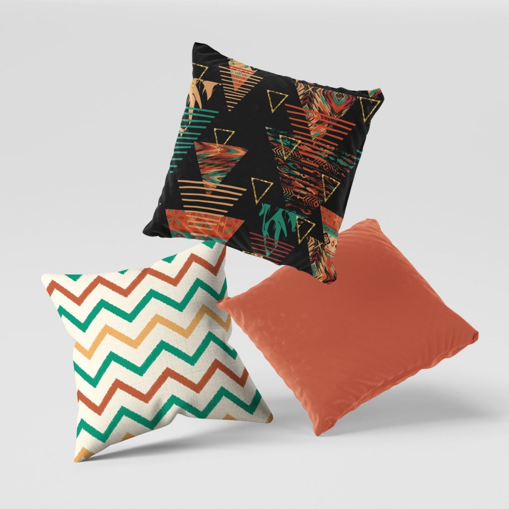 Set of 3 boho jagged cushion covers