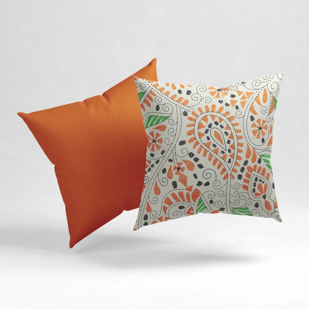 Set of 2 tangerine indian pattern cushion cover