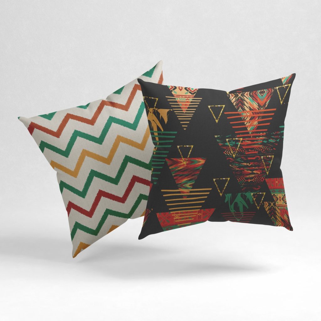 Set of 2 boho jagged line pattern cushion cover