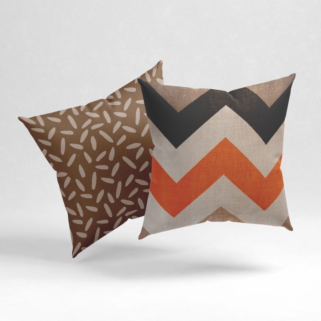 Set of 2 boho zig zag pattern cushion cover