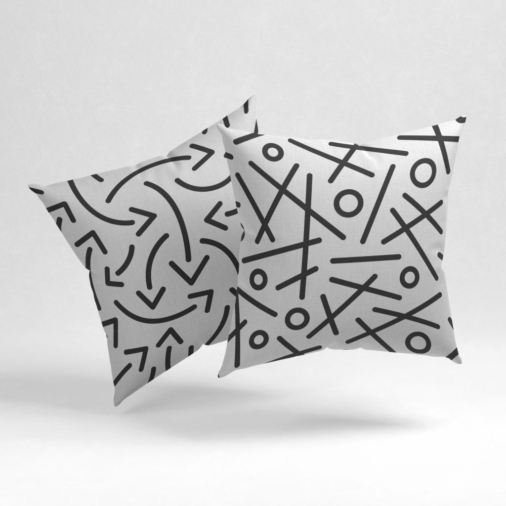 Set of 2 minimal line drawing pattern cushion cover
