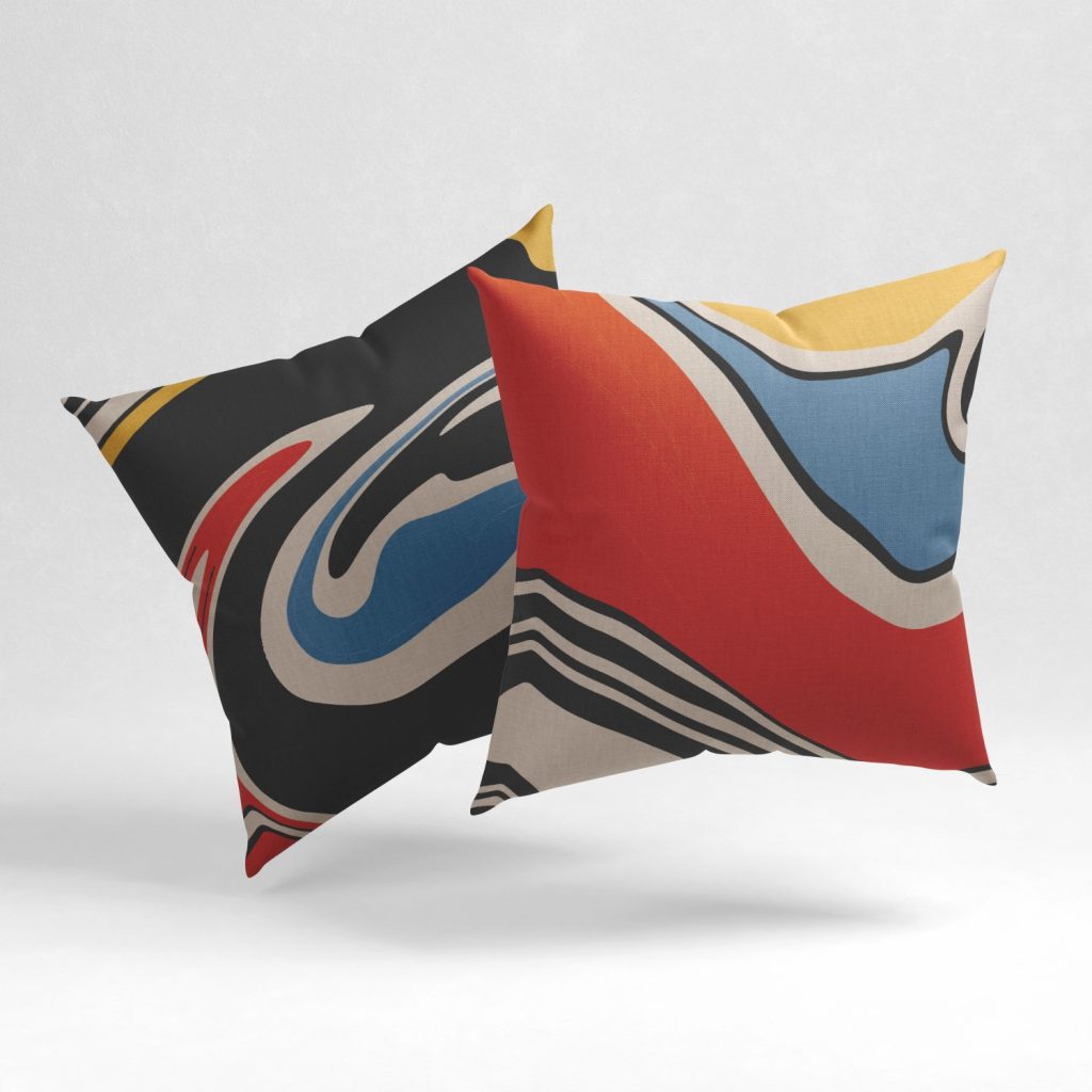 Set of 2 chromatic abstract cushion cover