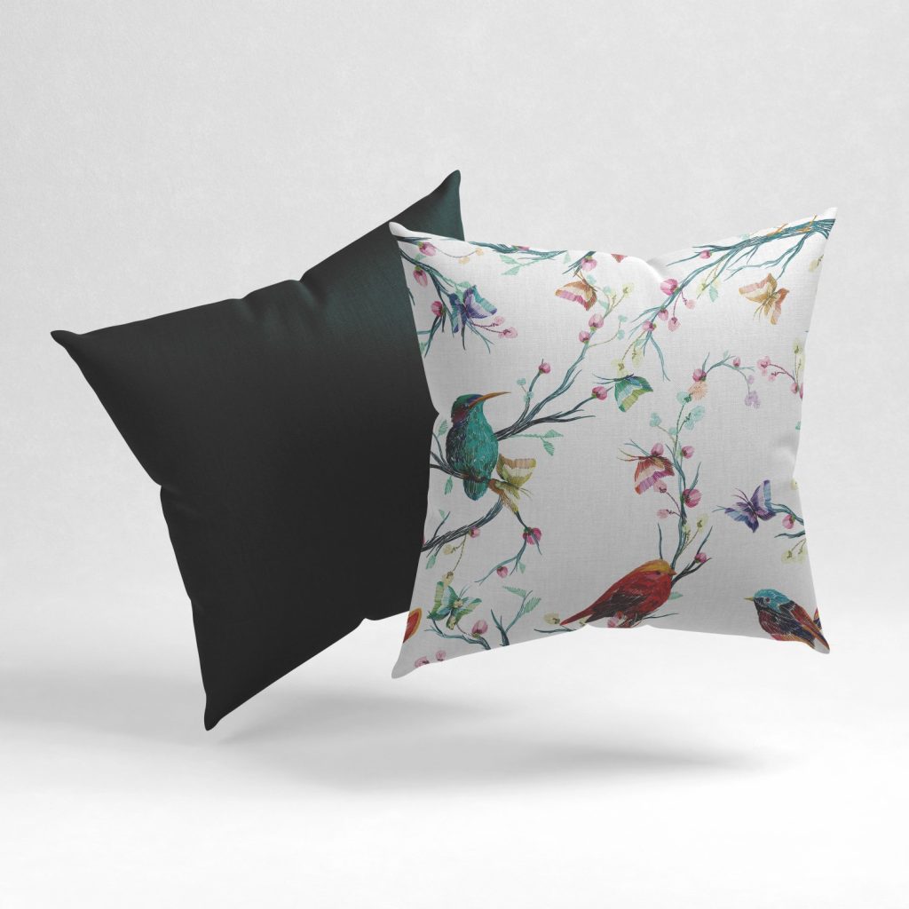Set of 2 turf floral birds cushion cover