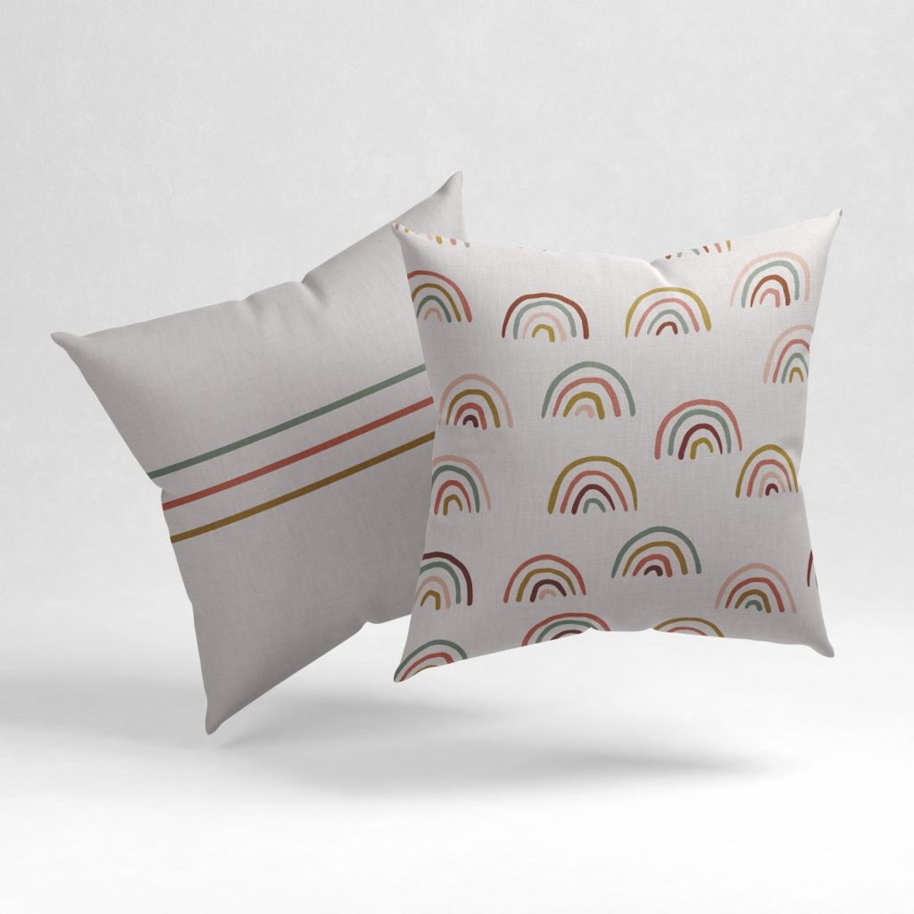 Set of 2 minimal rainbow pattern cushion cover