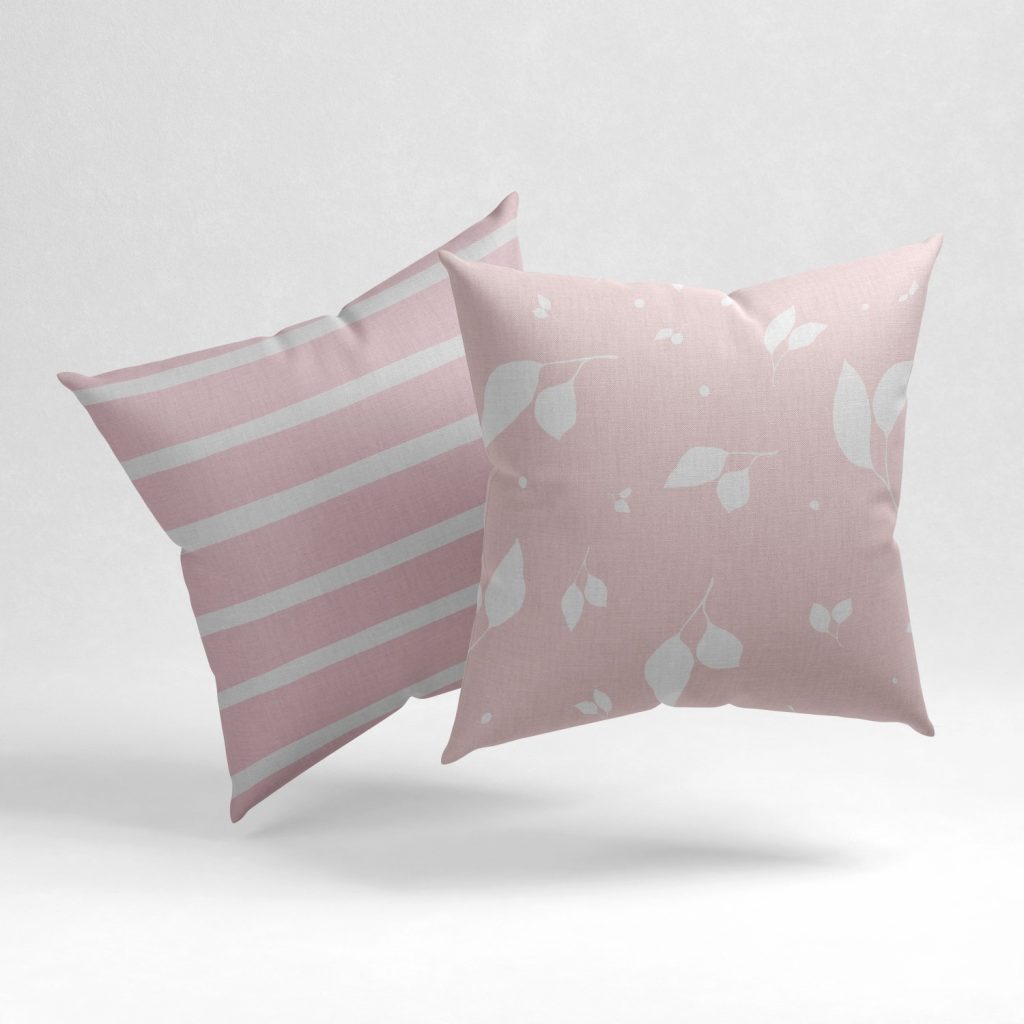 Set of 2 coral botanical lines pattern cushion cover