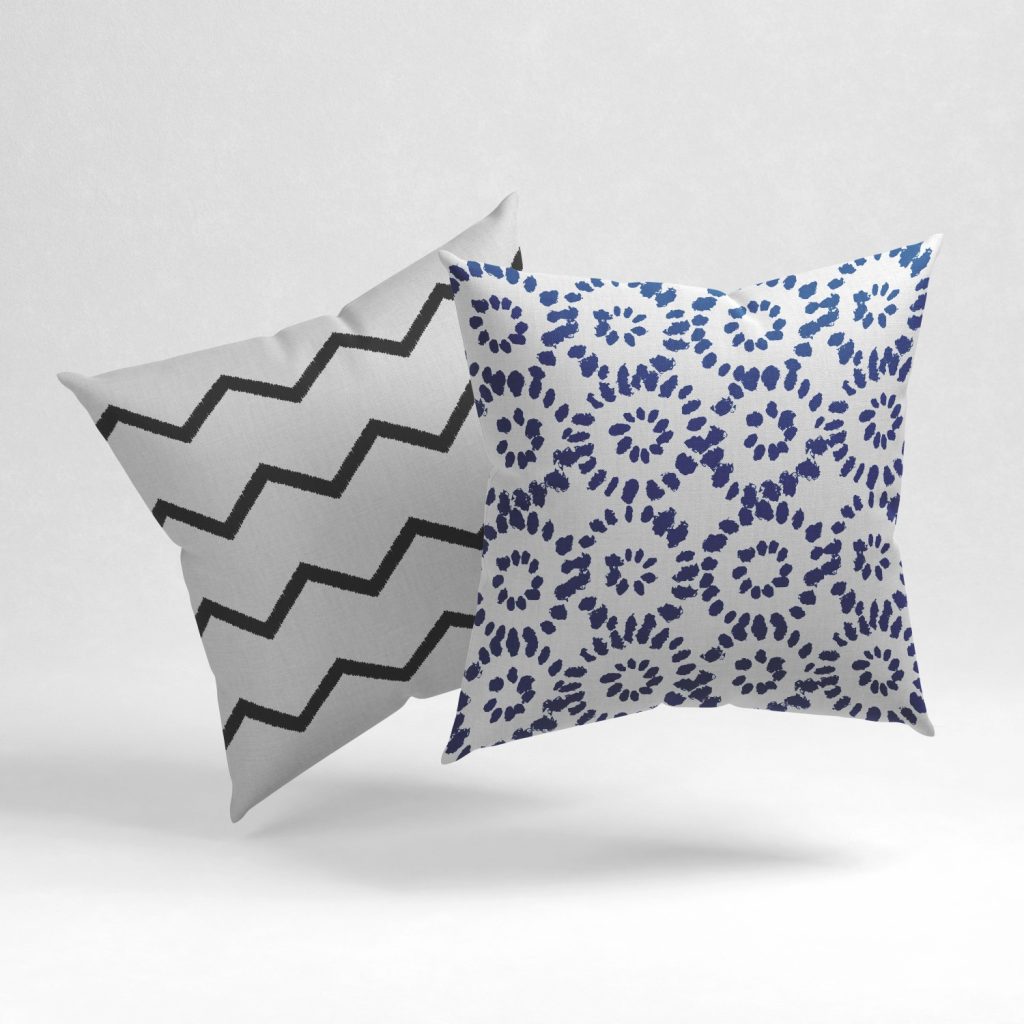 Set of 2 naval dotted waves pattern cushion cover