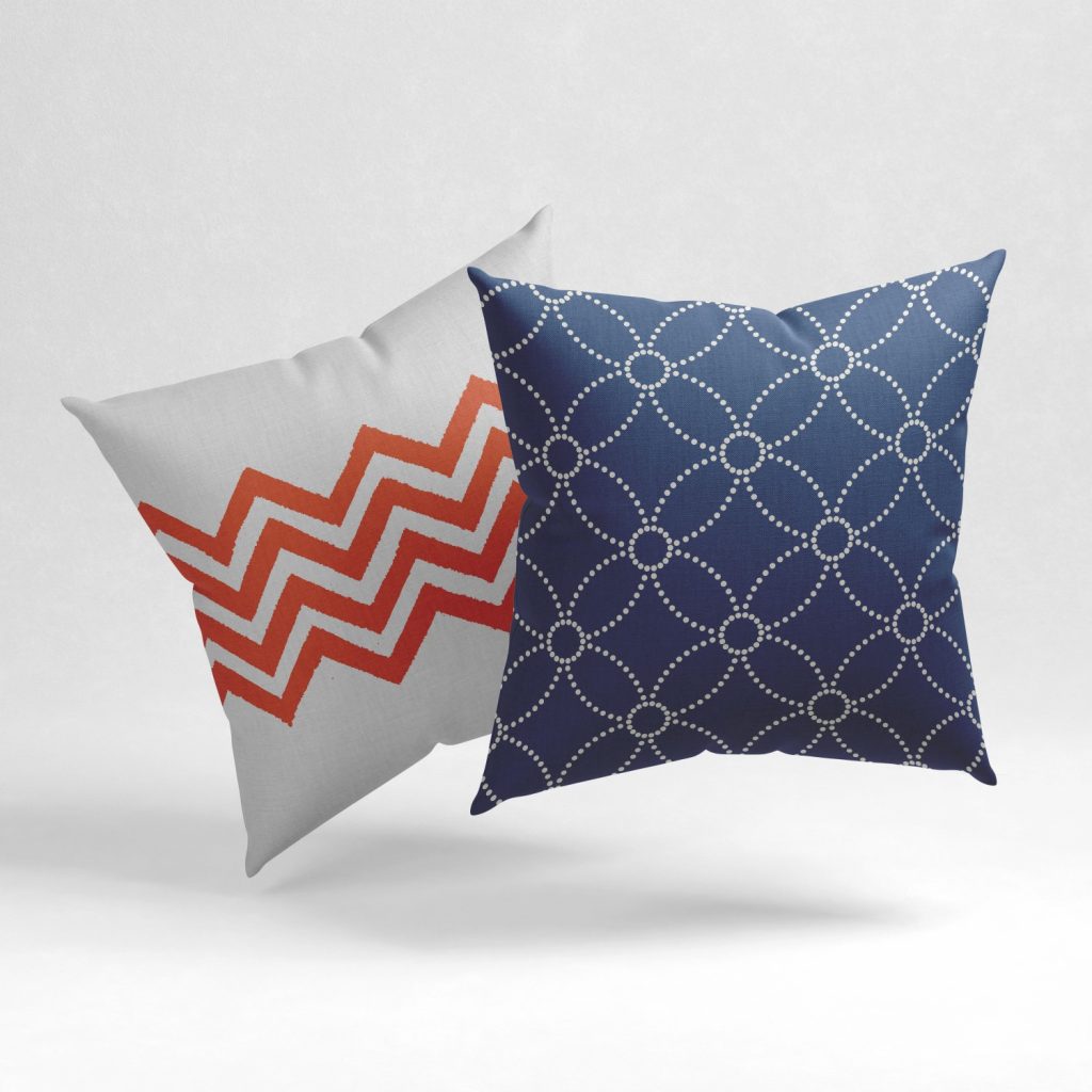 Set of 2 indigo waves dotted pattern cushion cover
