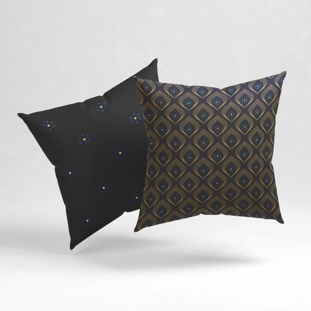 Set of 2 golden naval rich botanical pattern cushion cover