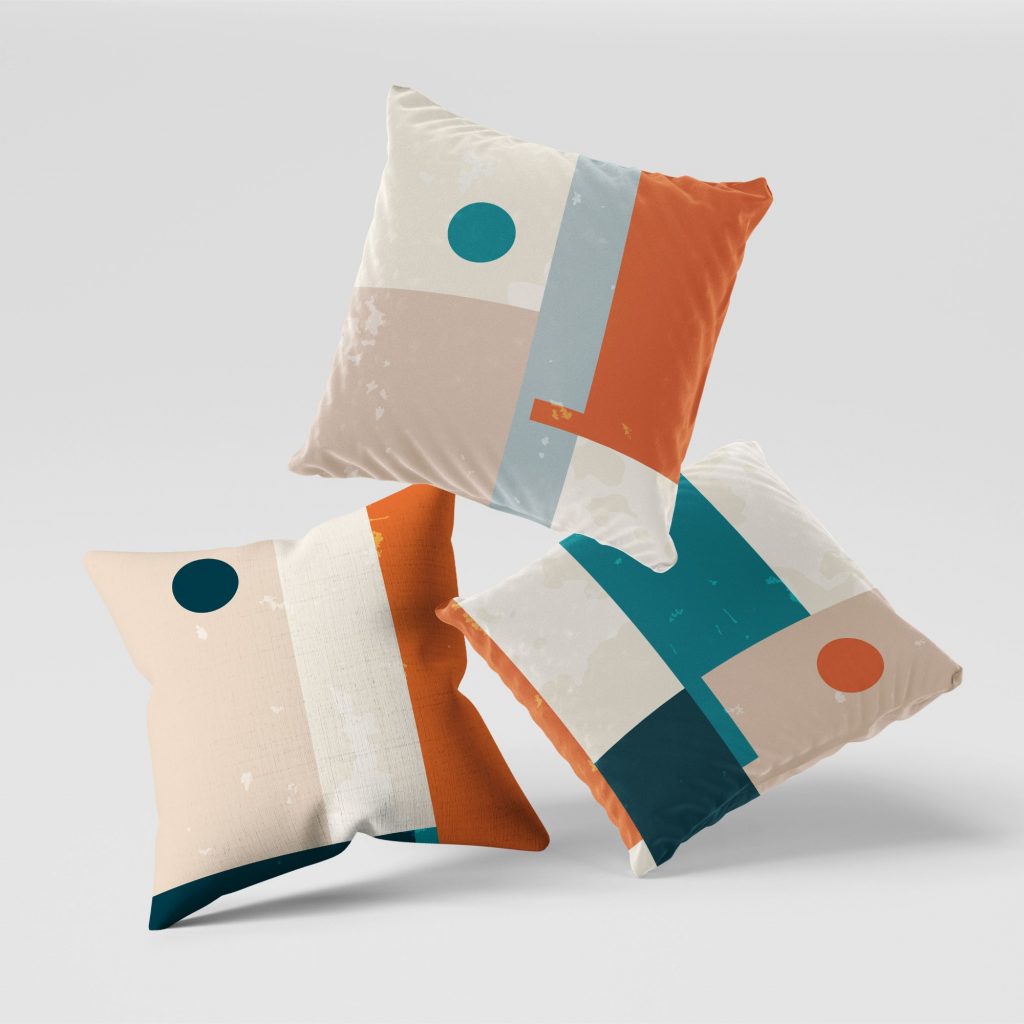 Set of 3 architectonics pattern cushion covers