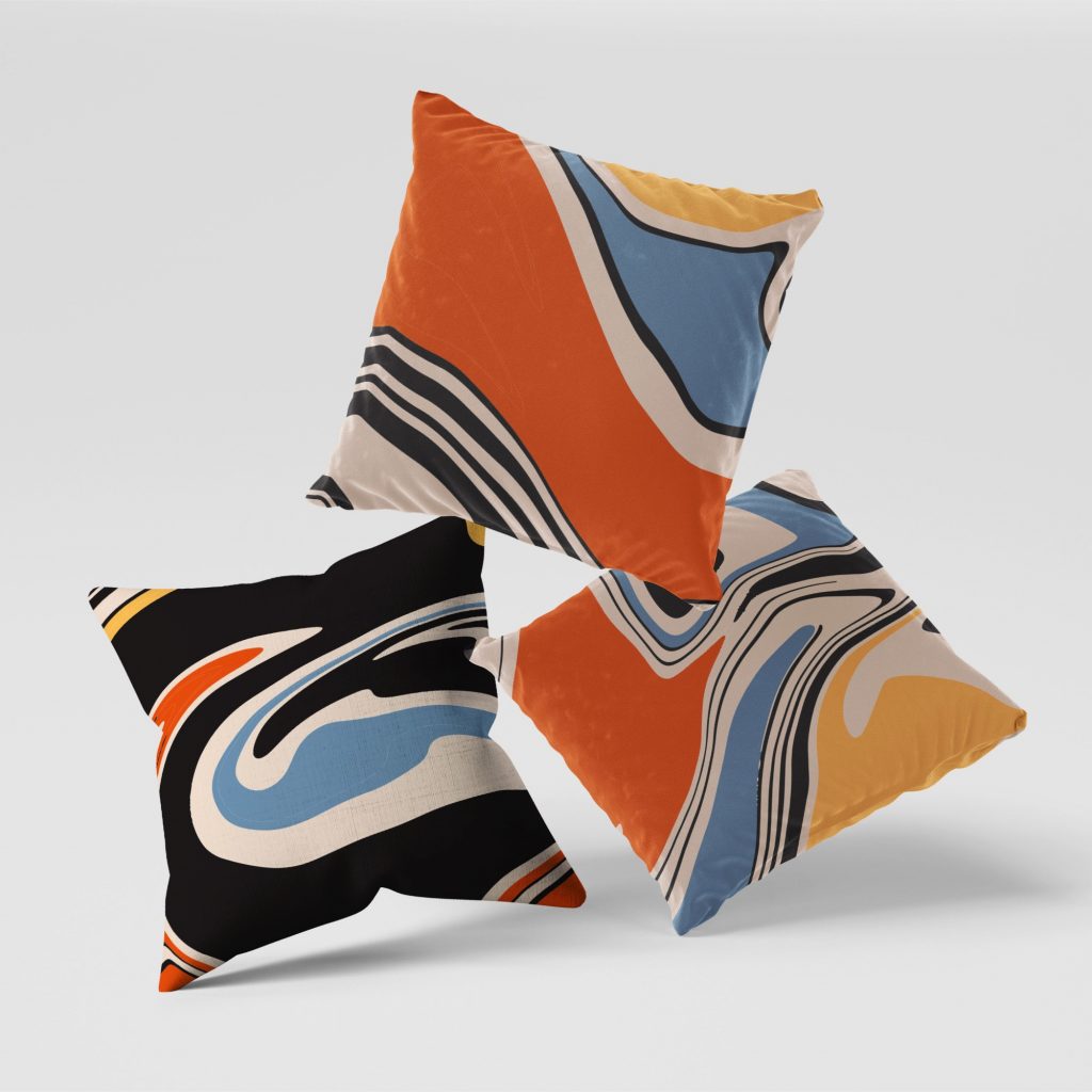 Set of 3 fluid abstract cushion covers