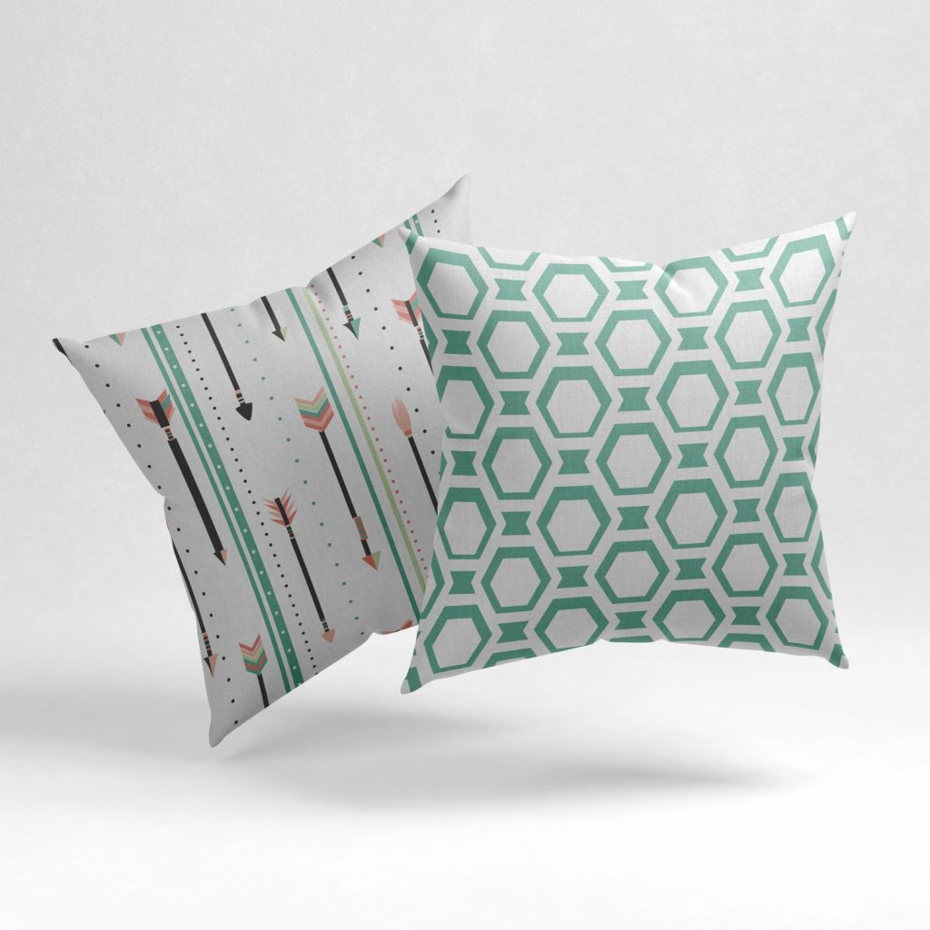 Set of 2 contour geometrical line cushion cover