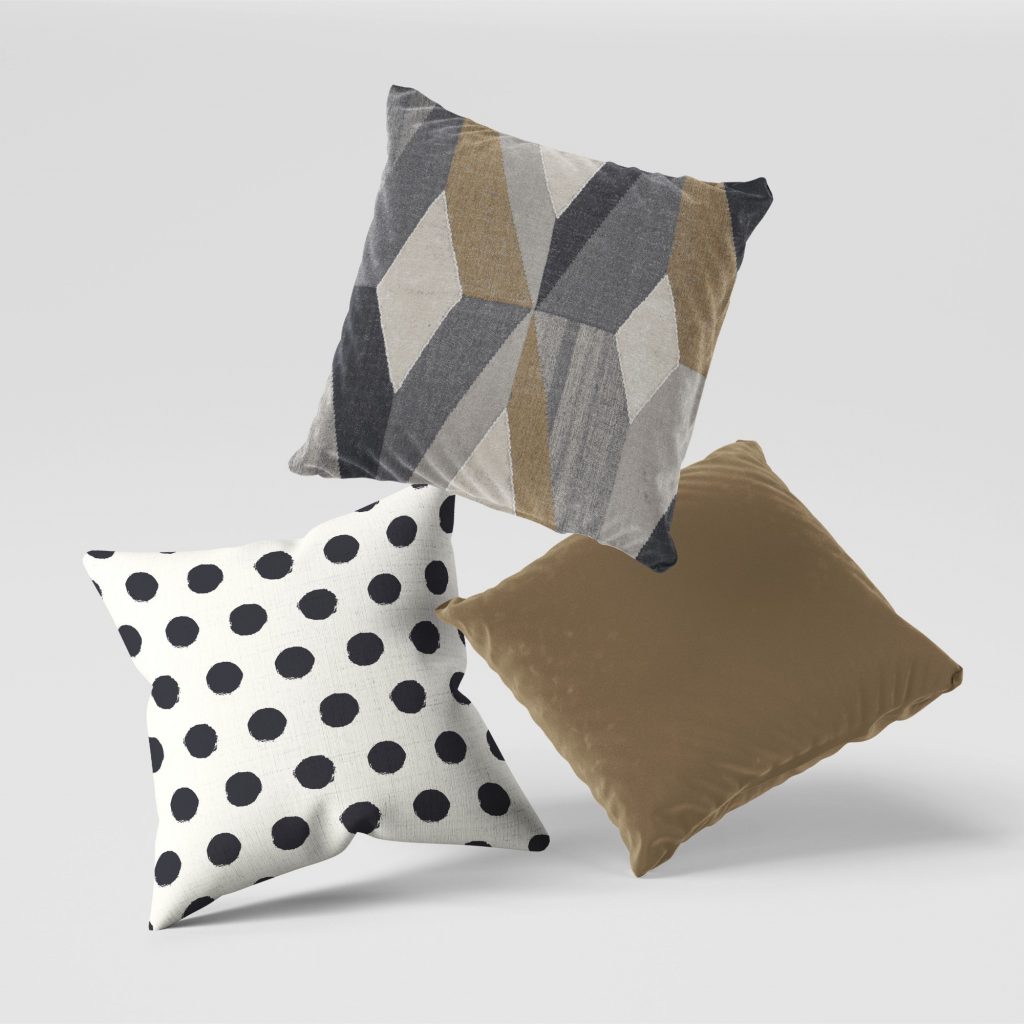 Set of 3 delicate geometric pattern cushion covers