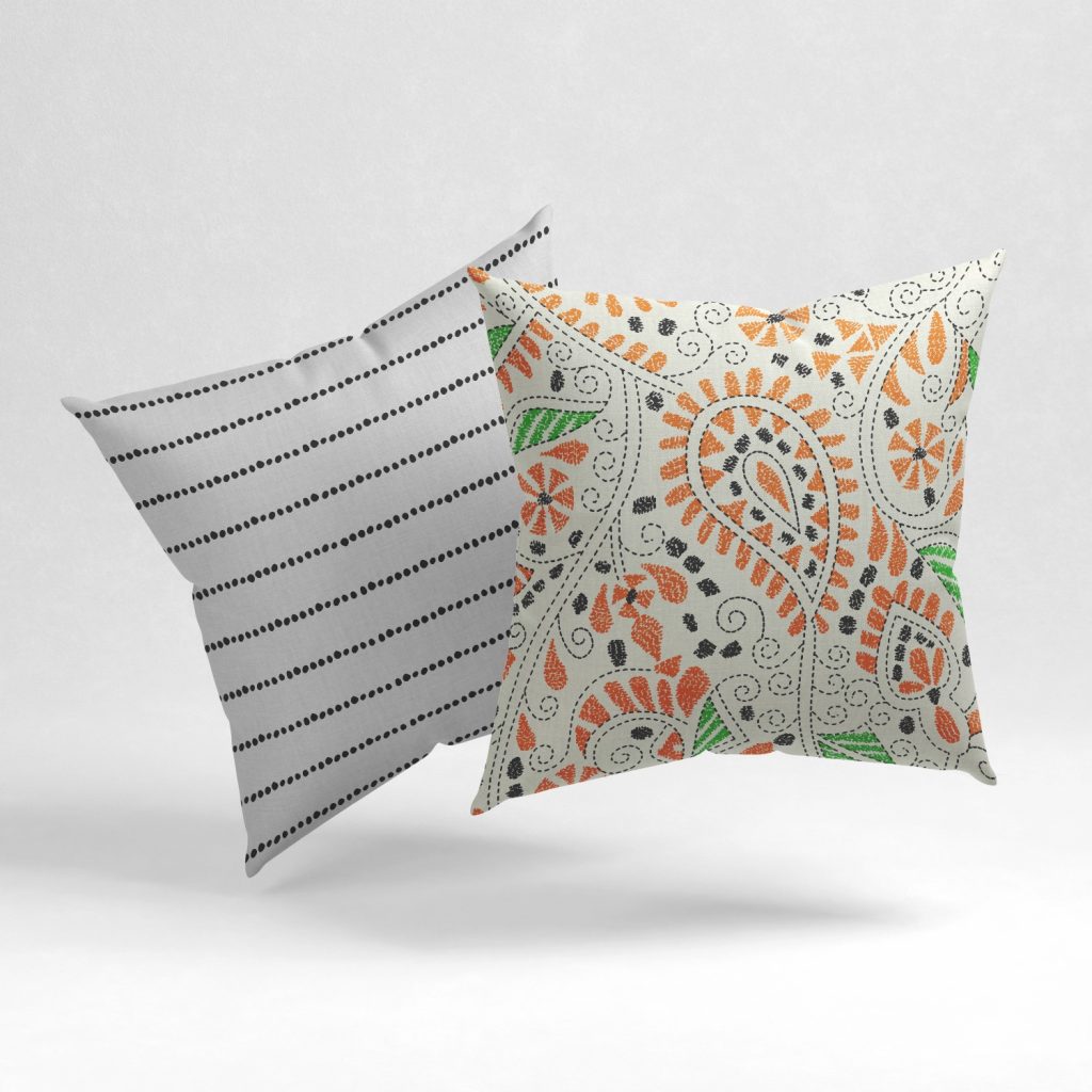 Set of 2 tangerine dotted indian pattern cushion cover