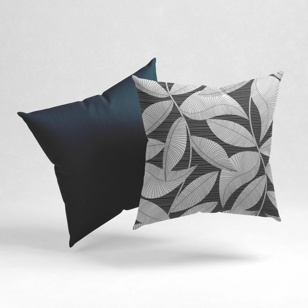 Set of 2 streak lines leaves cushion cover